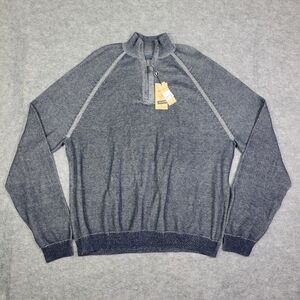 NWT Tailor Vintage 1/4 Zip Knit Reversible Navy Pullover Men Size XXL